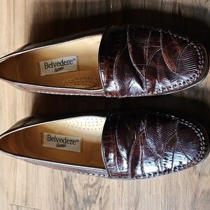Mens Belvedere Florence Brown Crocodile & Lizard Loafers